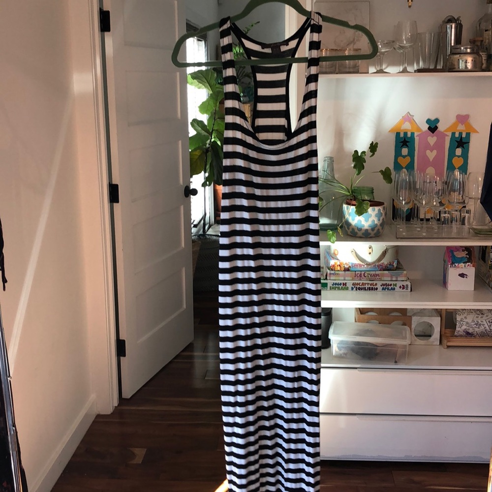 Floor length striped tank dress